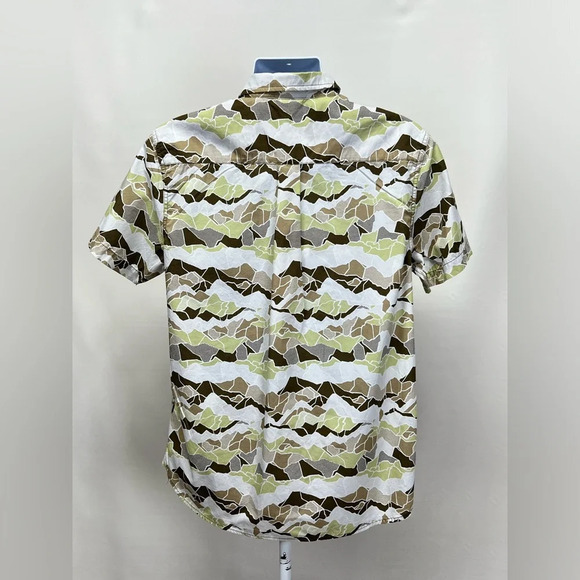 NORTH FACE Brown and white abstract mountain print shirt size L. - Picture 7 of 12
